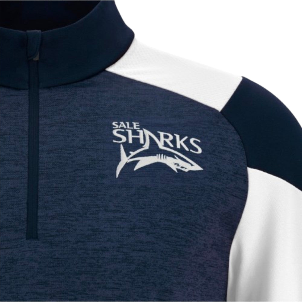 2025-2026 Sale Sharks Training 1/4 Zip Top (Navy) Product - Training Tops Macron