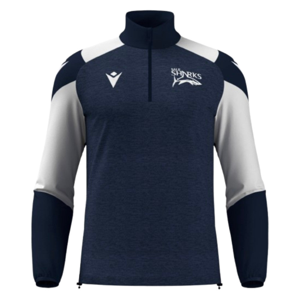 2025-2026 Sale Sharks Training 1/4 Zip Top (Navy) Product - Training Tops Macron