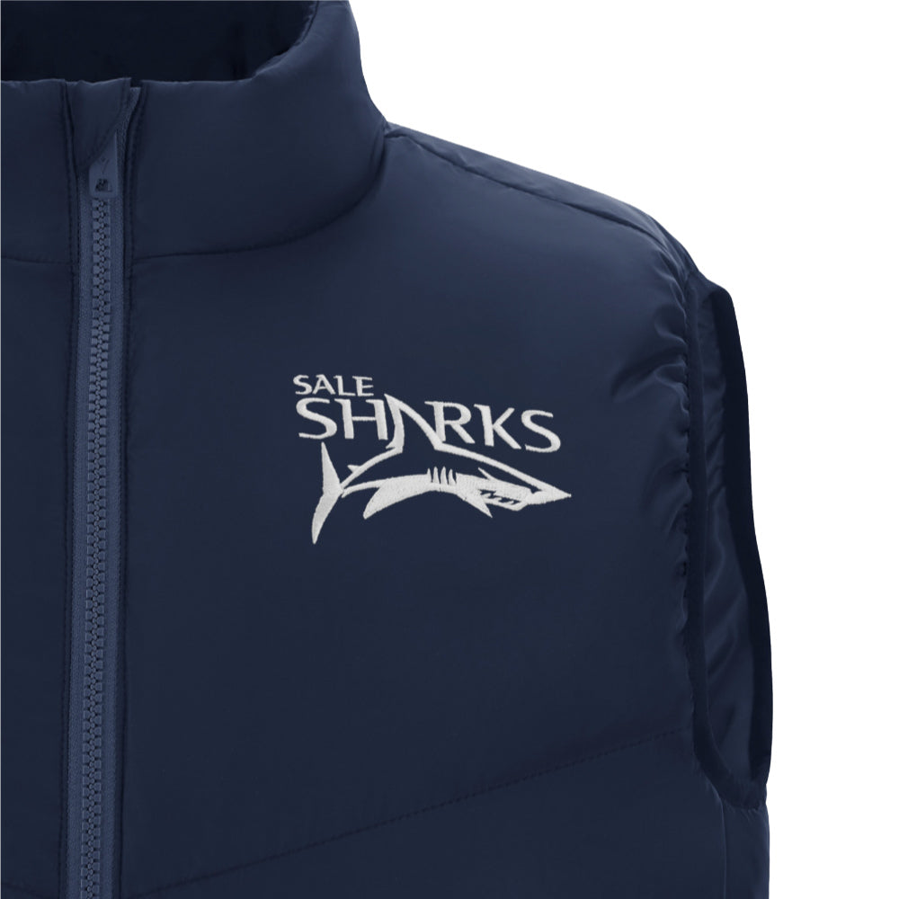 2025-2026 Sale Sharks Padded Gilet (Navy) Product - Jackets Macron