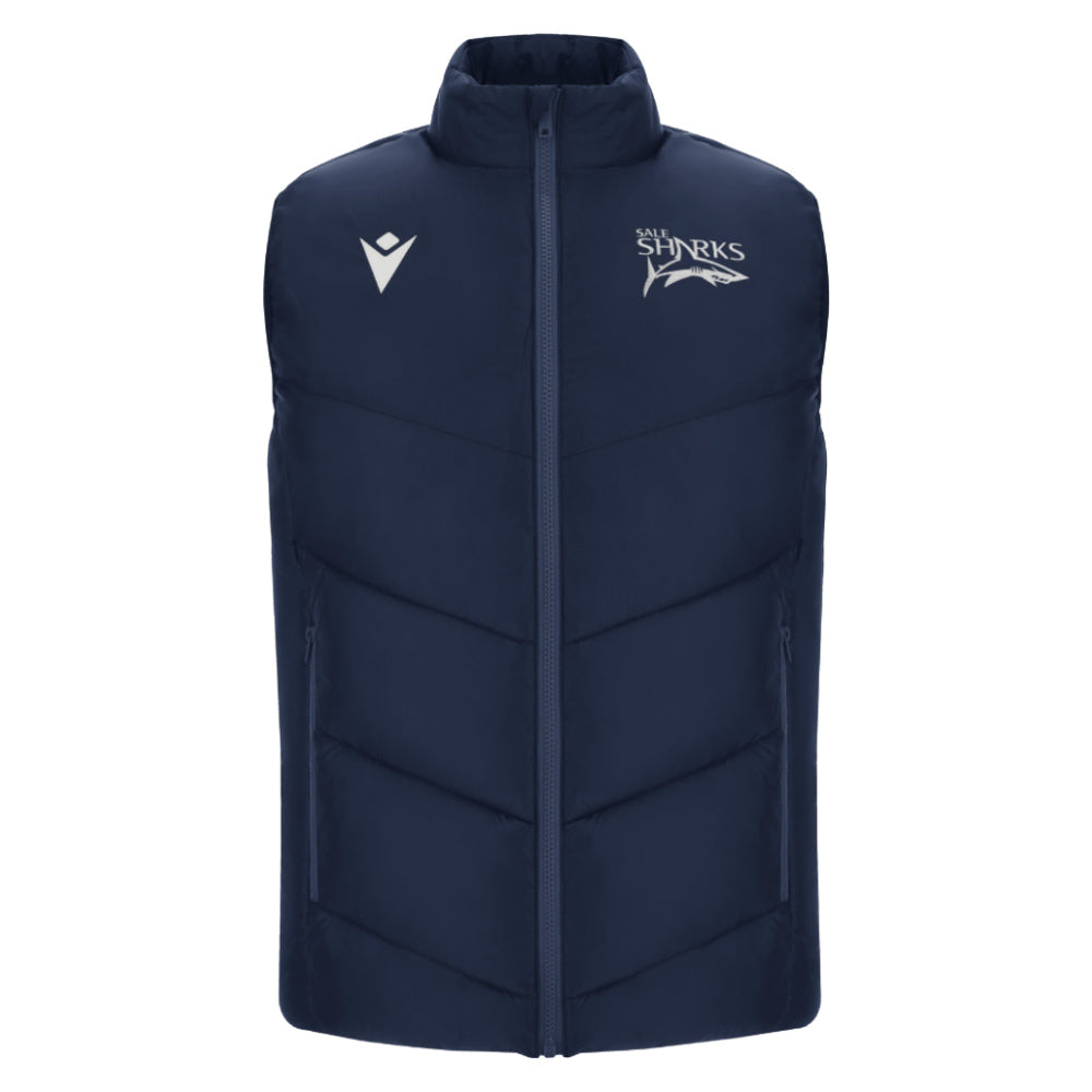 2025-2026 Sale Sharks Padded Gilet (Navy) Product - Jackets Macron