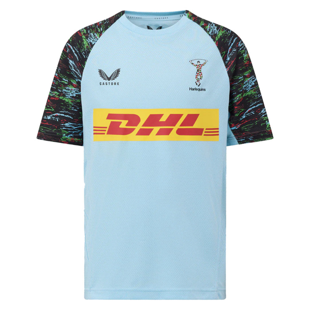2025-2026 Harlequins Rugby Training Shirt (Sky Blue) (Your Name) Product - Hero Shirts Castore