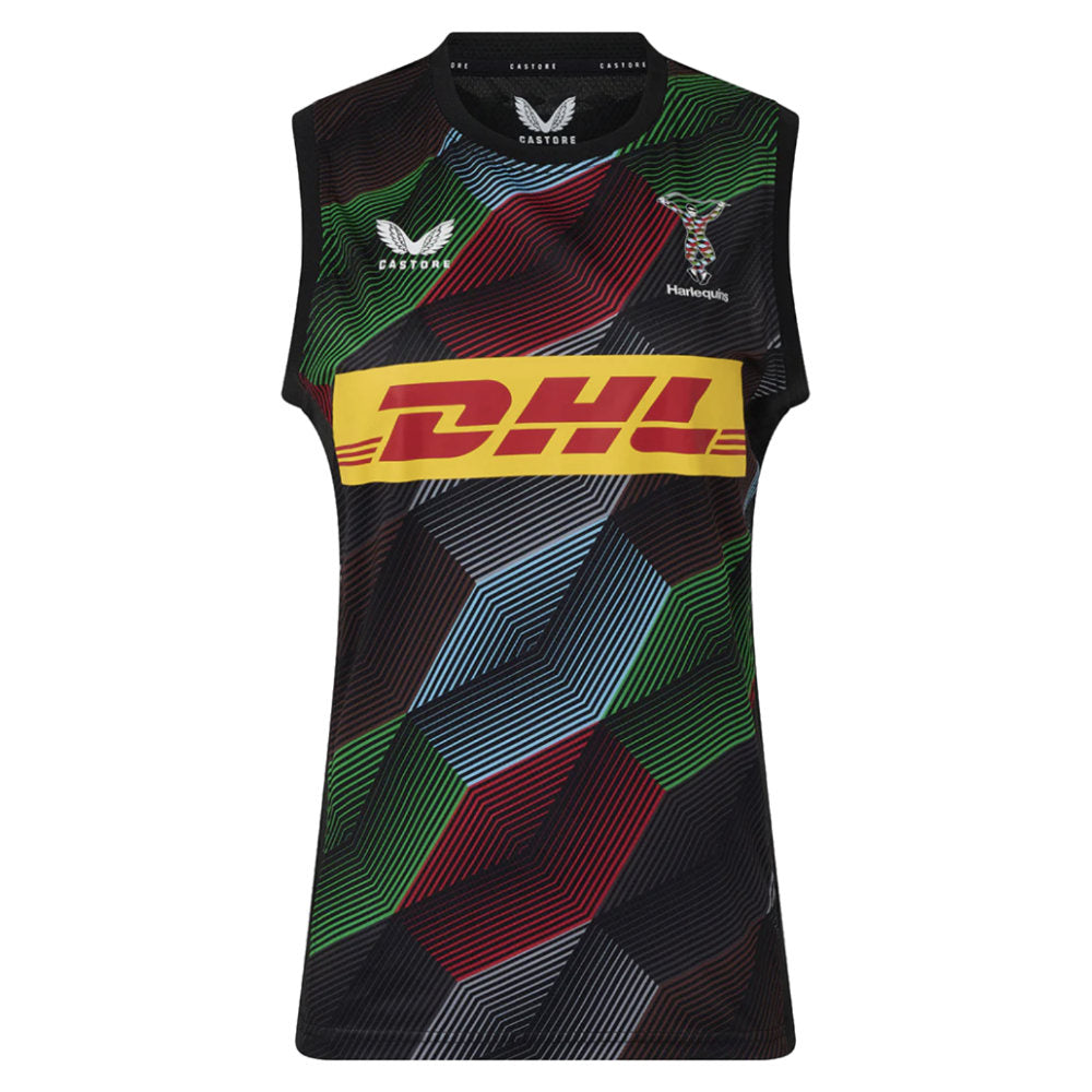 2025-2026 Harlequins Pre Match Sleeveless Tee (Caviar) (Your Name) Product - Hero Shirts Castore