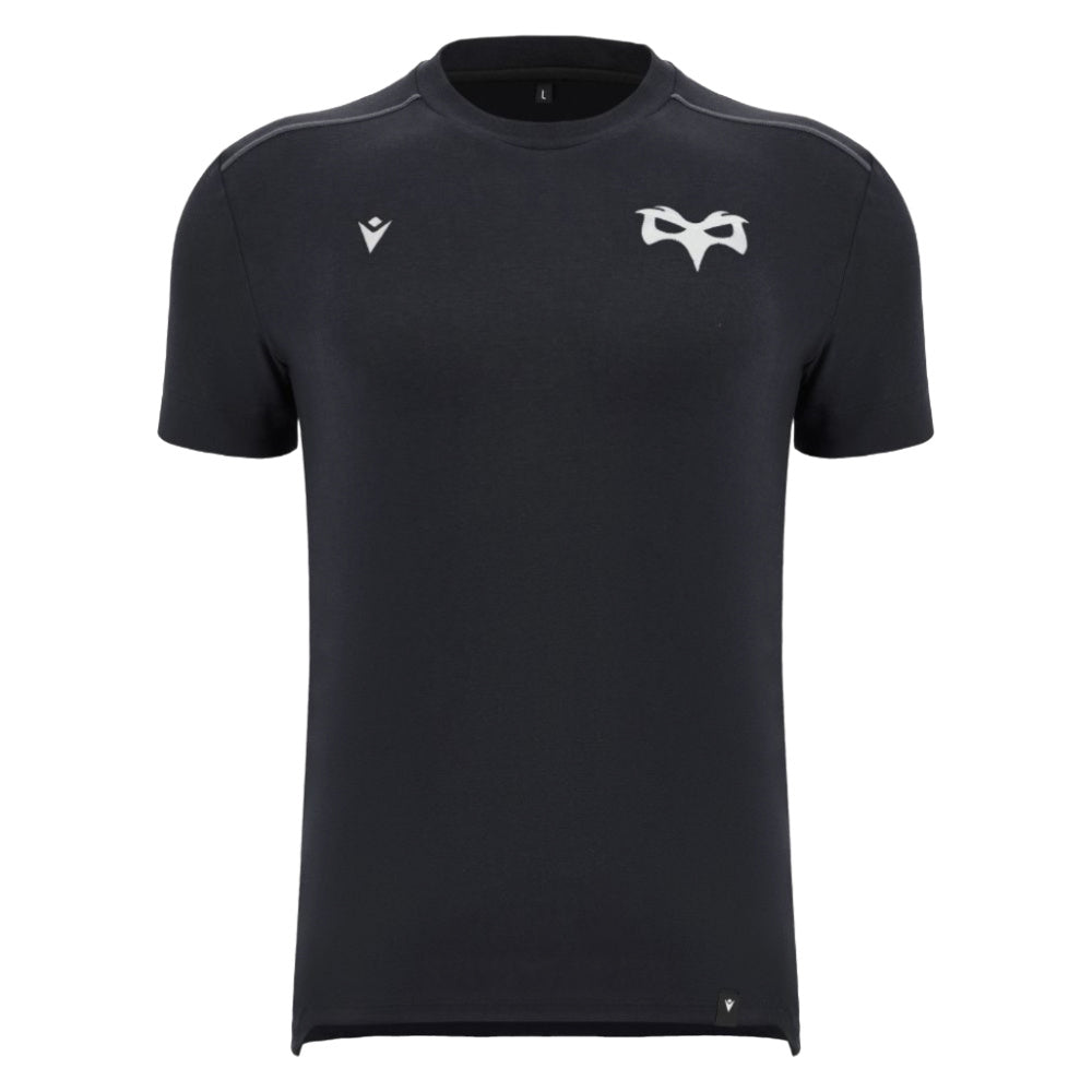2025-2026 Ospreys Rugby Ath Cotton Tee (Black) (Your Name) Product - Hero Shirts Macron