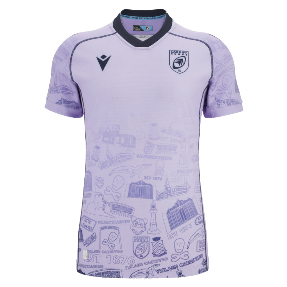 2025-2026 Cardiff Rugby Training Jersey (Lilac) Product - Training Shirts Macron