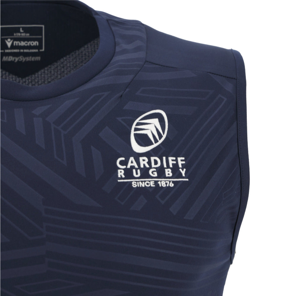 2025-2026 Cardiff Blues Training Poly Sleeveless Shirt (Navy) Product - Sleeveless Macron