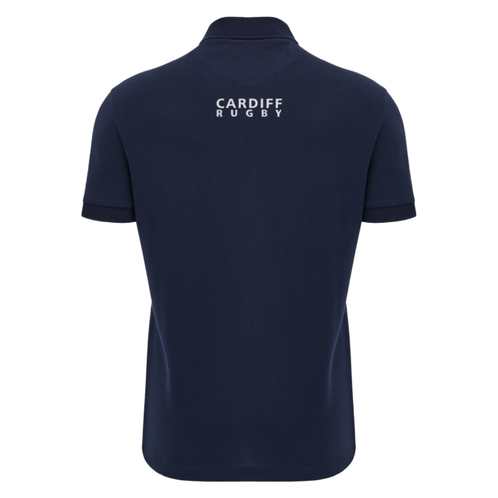 2025-2026 Cardiff Blues Rugby Ath Cotton Polo Shirt (Navy) Product - Polo Shirts Macron