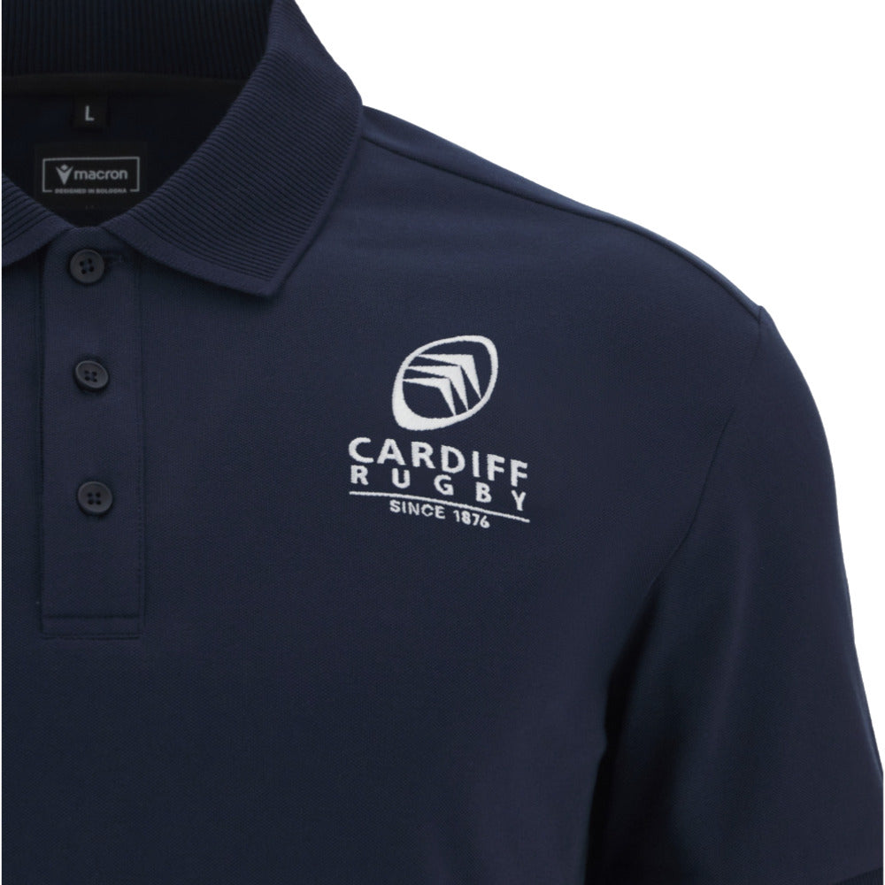 2025-2026 Cardiff Blues Rugby Ath Cotton Polo Shirt (Navy) Product - Polo Shirts Macron