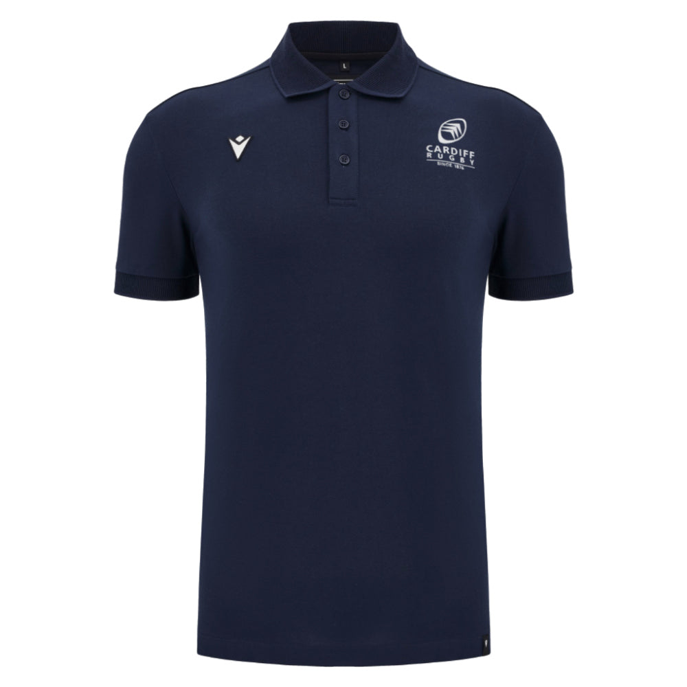 2025-2026 Cardiff Blues Rugby Ath Cotton Polo Shirt (Navy) Product - Polo Shirts Macron