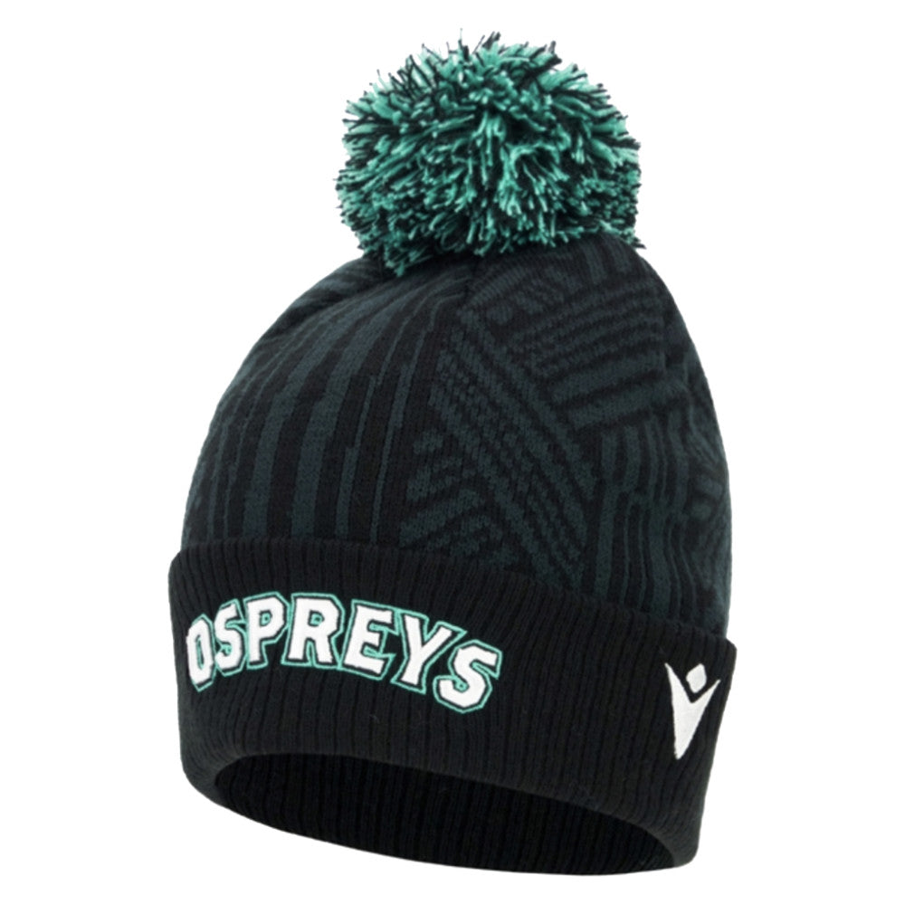 2025-2026 Ospreys Rugby Custom Pom Pom Beanie (Black) Product - Headwear Macron