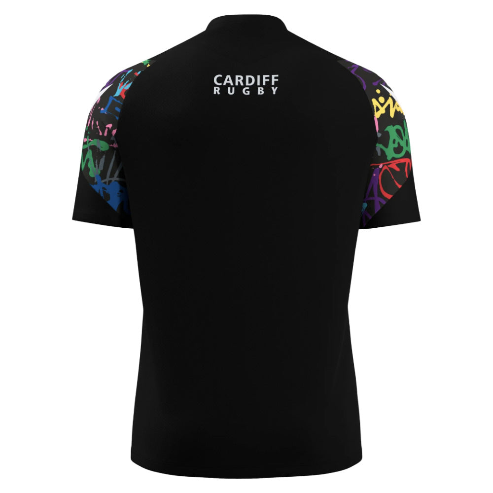 2025-2026 Cardiff Blues Rugby Training Tee (Black) (Your Name) Product - Hero Shirts Macron