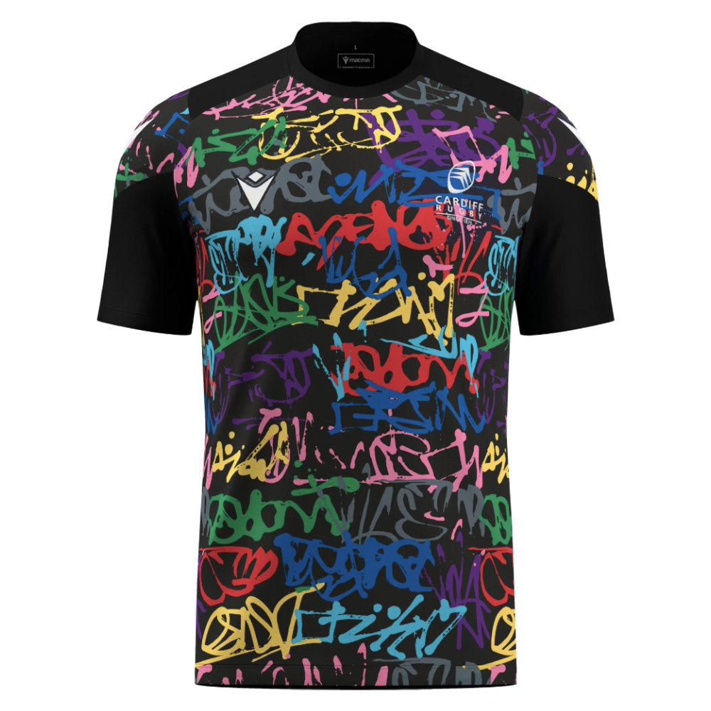 2025-2026 Cardiff Blues Rugby Training Tee (Black) Product - Training Shirts Macron