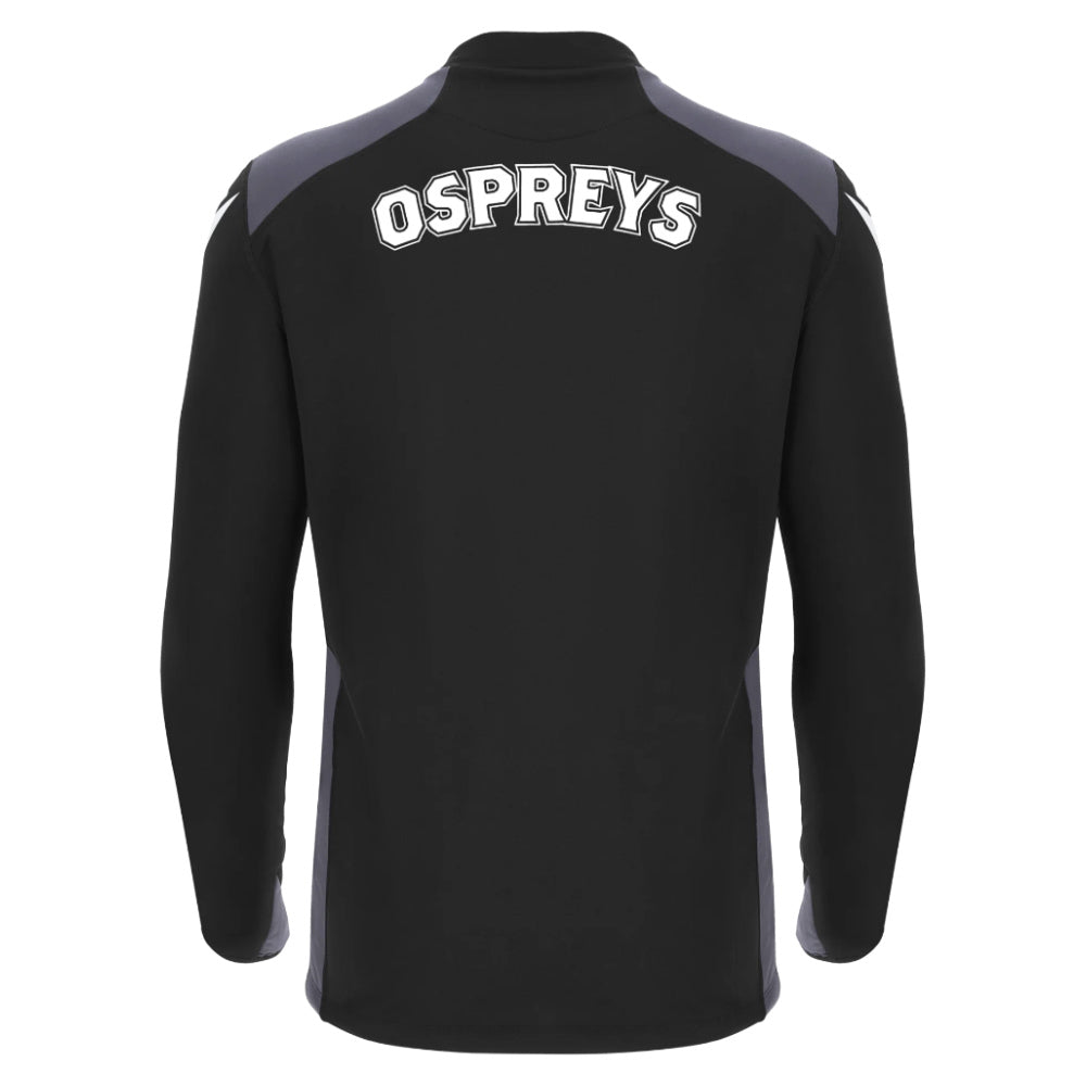 2025-2026 Ospreys Rugby Training Roundneck Top (Black) Product - Sweat Tops Macron
