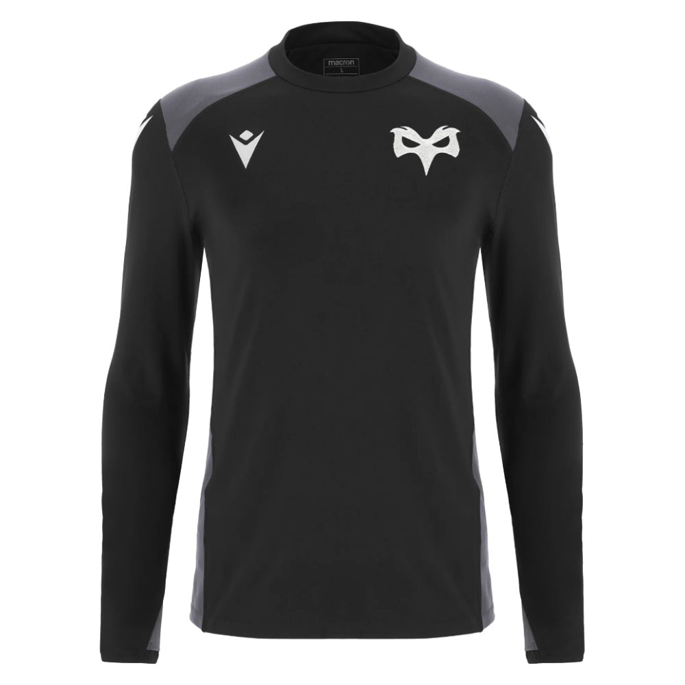 2025-2026 Ospreys Rugby Training Roundneck Top (Black) Product - Sweat Tops Macron