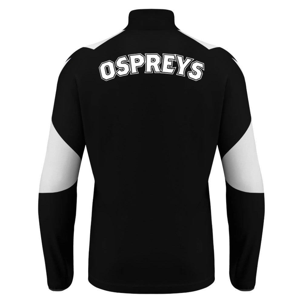 2025-2026 Ospreys Rugby 1/4 Zip Training Top (Black) Product - Training Tops Macron