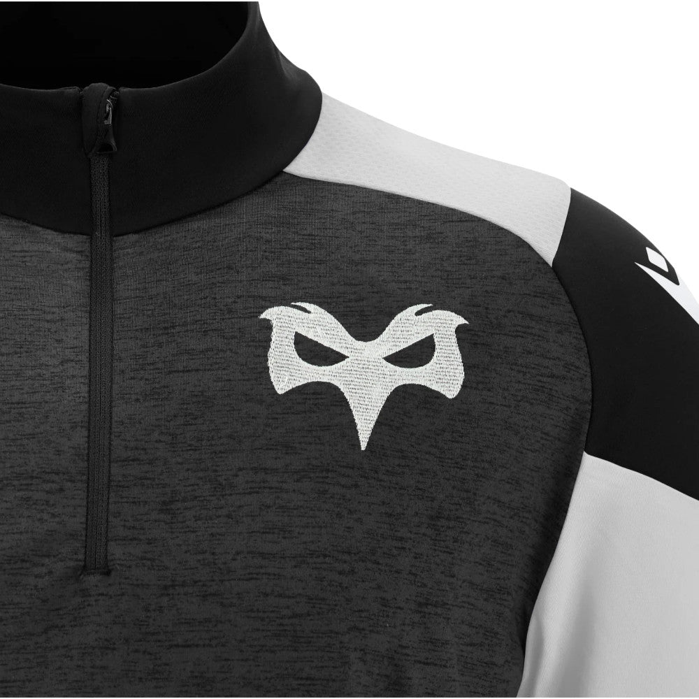 2025-2026 Ospreys Rugby 1/4 Zip Training Top (Black) Product - Training Tops Macron