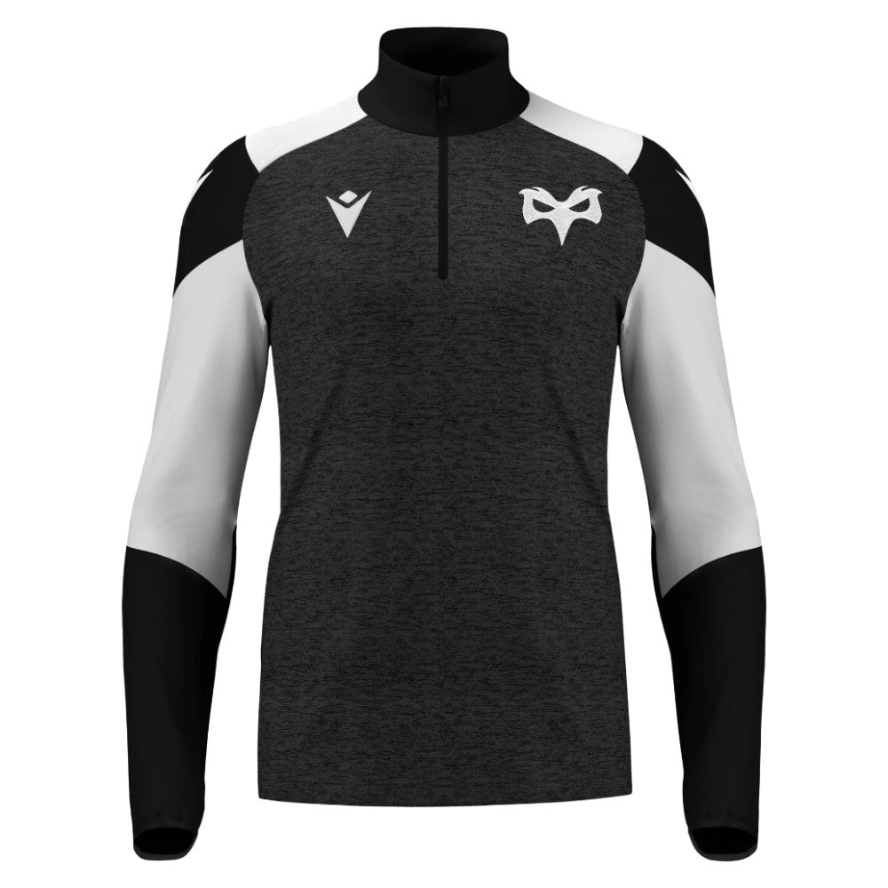 2025-2026 Ospreys Rugby 1/4 Zip Training Top (Black) Product - Training Tops Macron