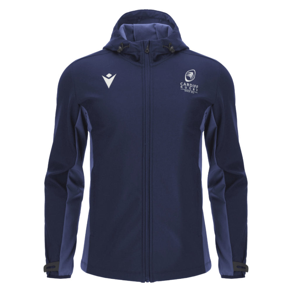 2025-2026 Cardiff Rugby Softshell Jacket (Navy) Product - Jackets Macron