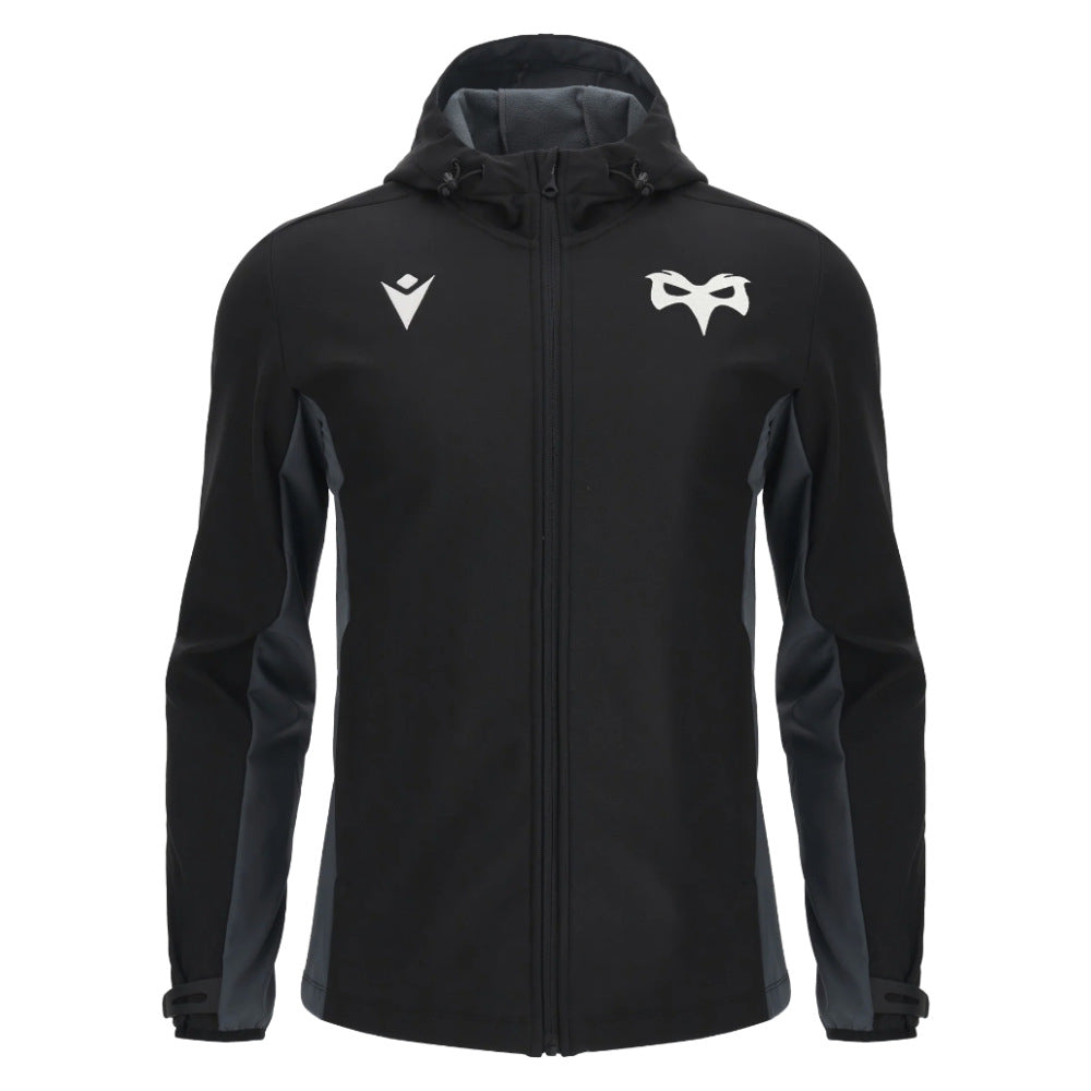 2025-2026 Ospreys Rugby Softshell Jacket (Black) Product - Jackets Macron