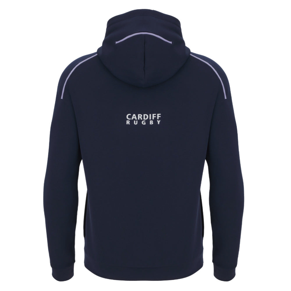 2025-2026 Cardiff Blues Warm Up Ath Full Zip Hoodie (Black) Product - Hoodies Macron