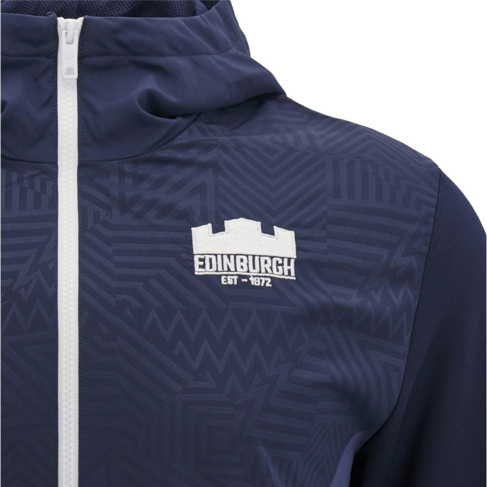 2025-2026 Edinburgh Rugby Hooded Warm Up Jacket (Navy) Product - Hoodies Macron