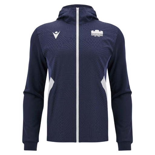 2025-2026 Edinburgh Rugby Hooded Warm Up Jacket (Navy) Product - Hoodies Macron