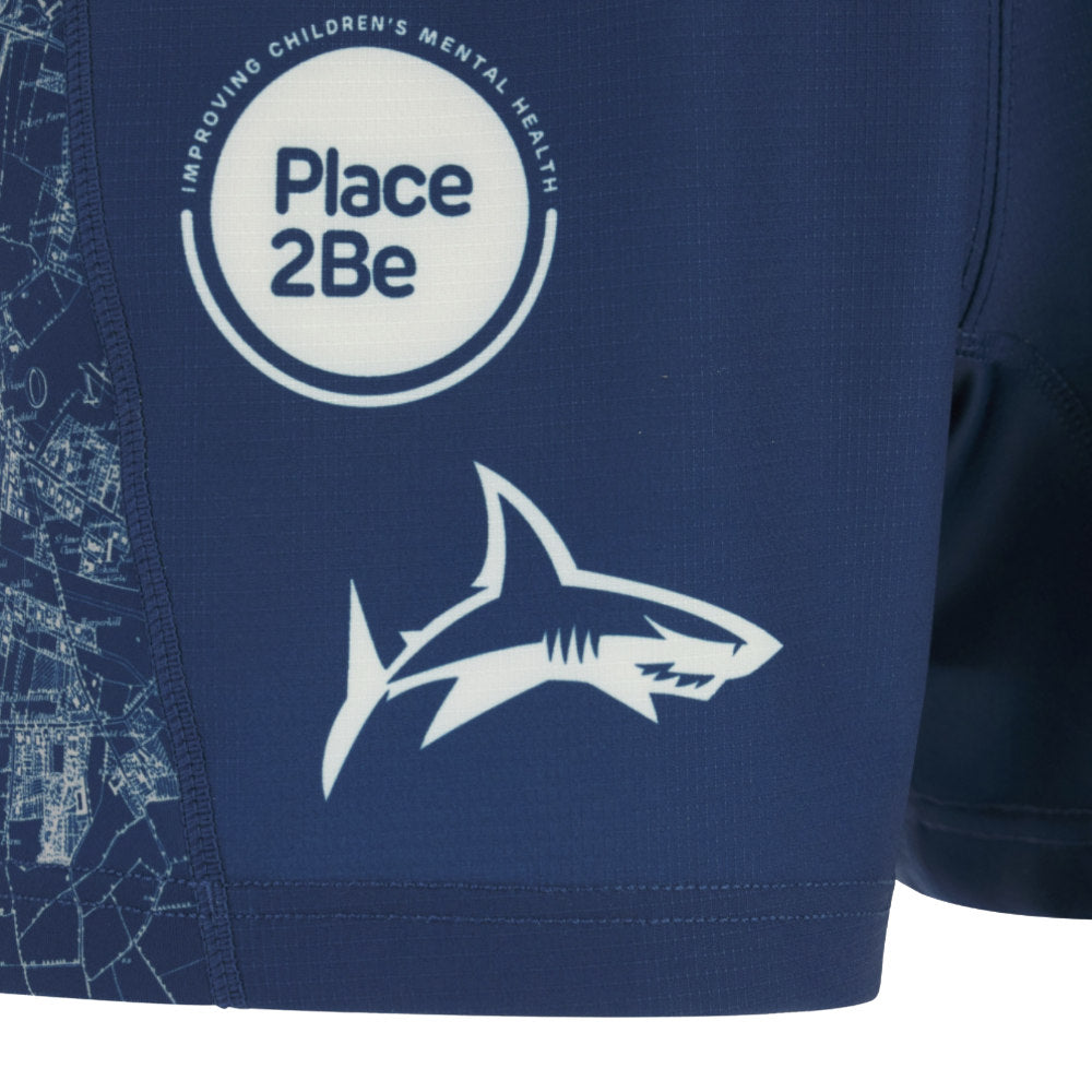 2025-2026 Sale Sharks Home Rugby Shorts (Navy) Product - Shorts Macron