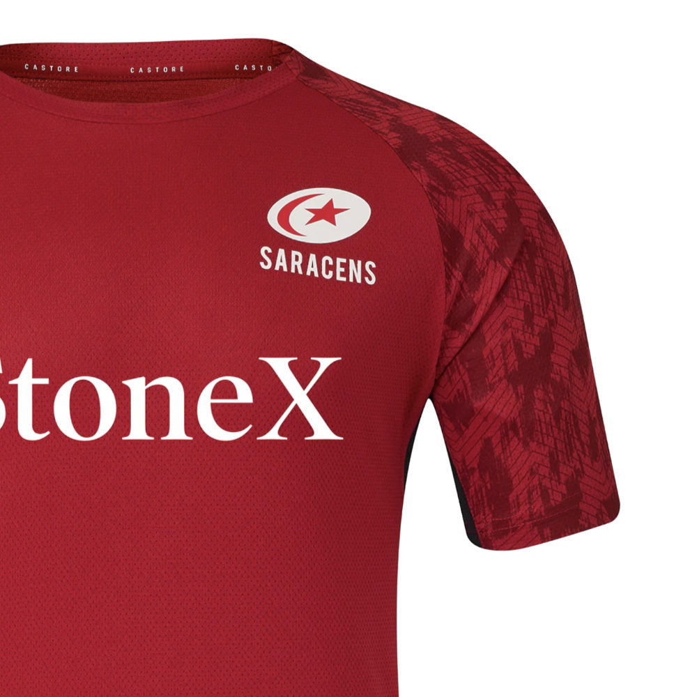 2025-2026 Saracens Performance Short Sleeve Tee (Rythmic Red) Product - Training Shirts Castore