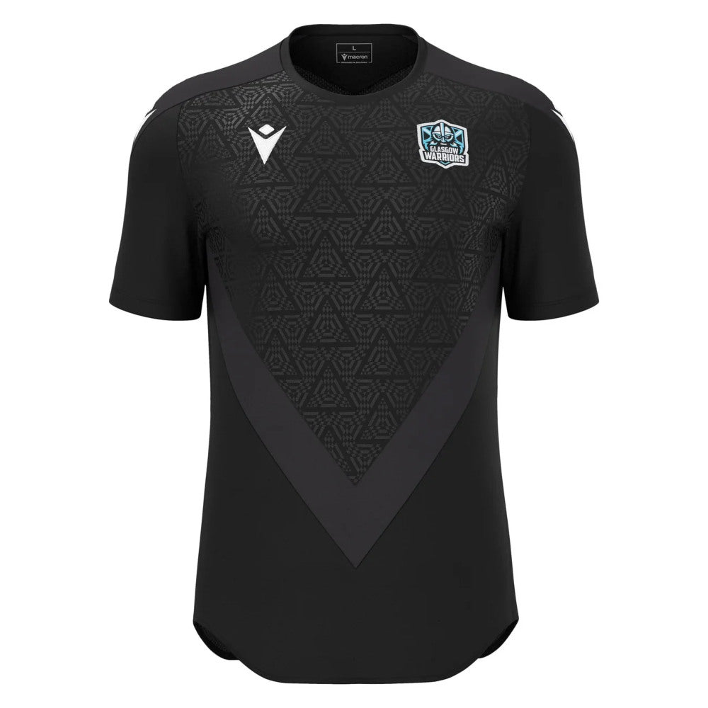 2025-2026 Glasgow Warriors Rugby Training Shirt (Black) Product - Training Shirts Macron