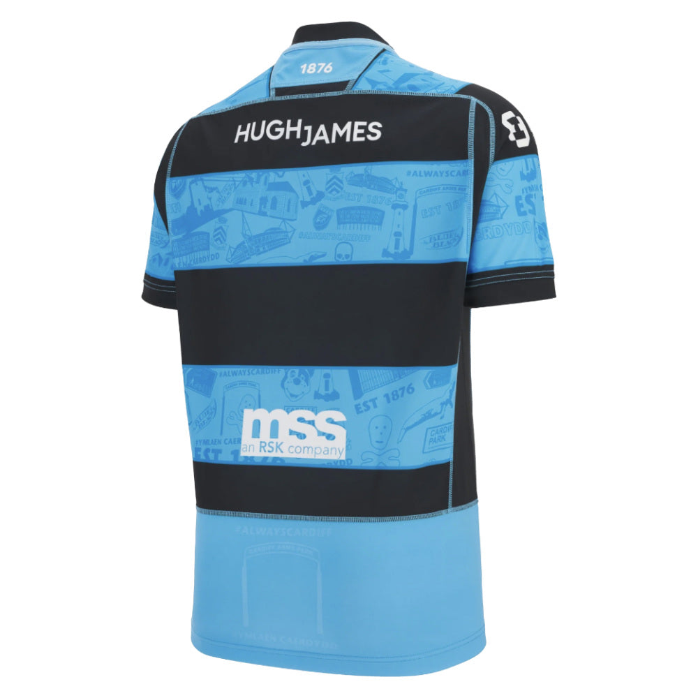 2025-2026 Cardiff Blues Home Poly Rugby Shirt (Kids) (Your Name) Product - Hero Shirts Macron
