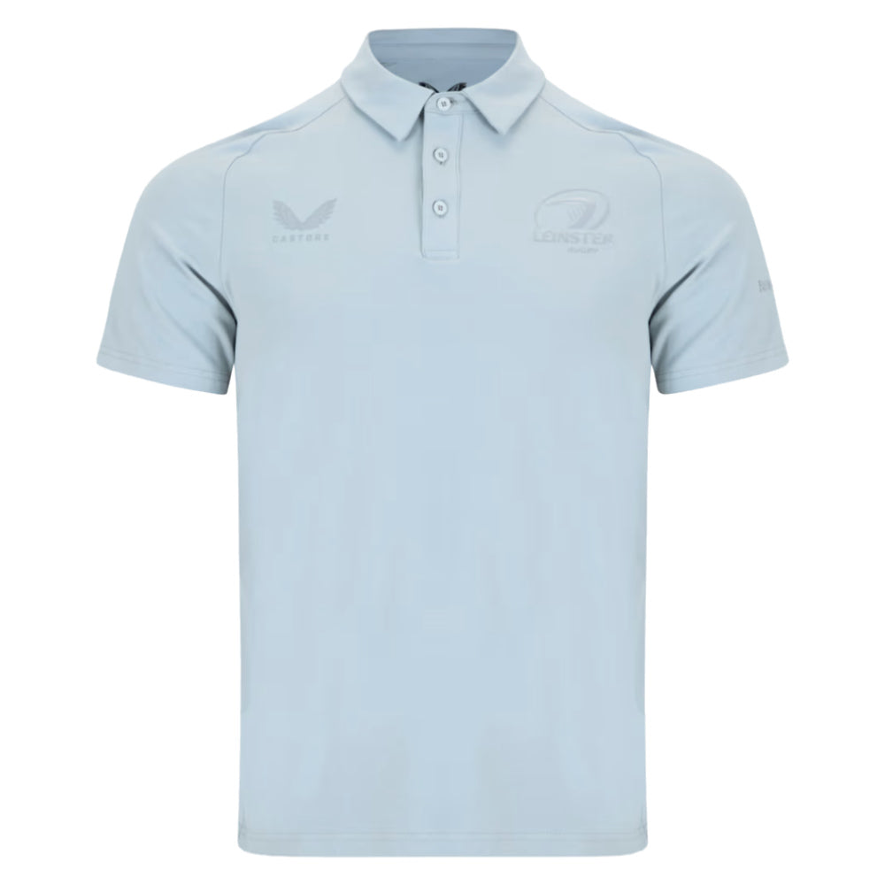 2025-2026 Leinster Rugby Short Sleeve Travel Polo Shirt (Grey Marl) Product - Polo Shirts Castore