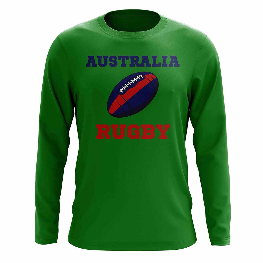 Australia Rugby Ball Long Sleeve Tee (Green) Product - T-Shirt UKSoccershop   