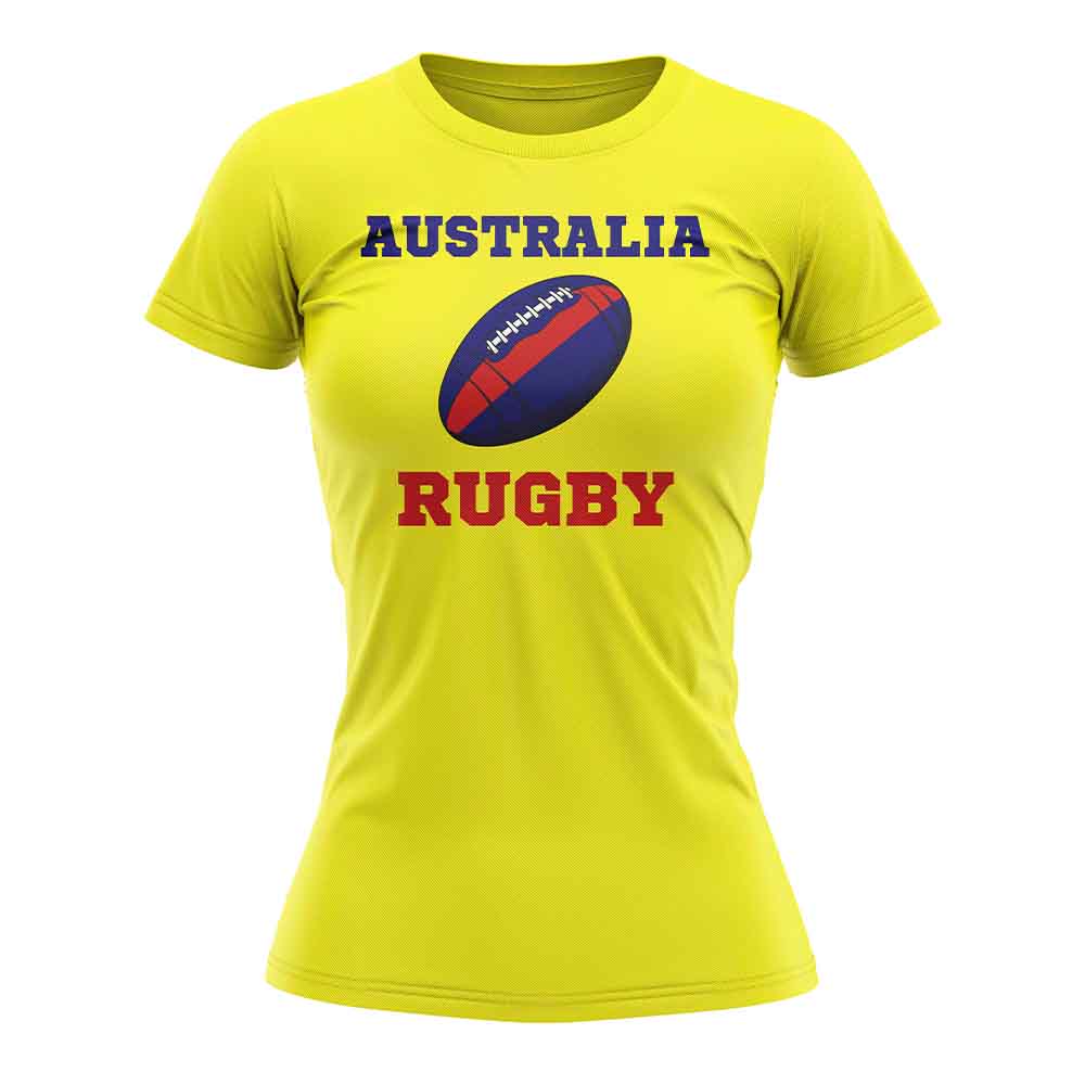 Australia Rugby Ball T-Shirt (Yellow) - Ladies Product - Football Shirts UKSoccershop   