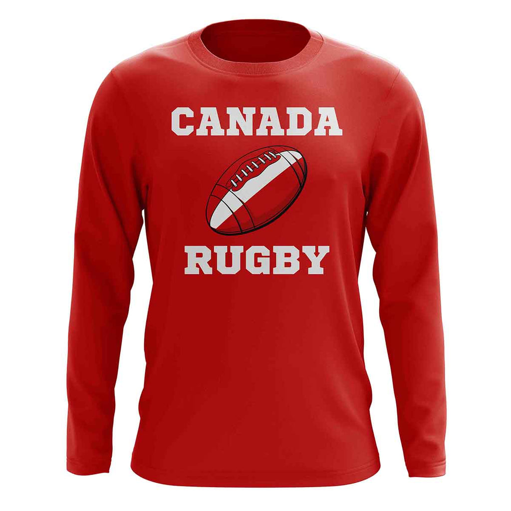 Canada Rugby Ball Long Sleeve Tee (Red) Product - T-Shirt UKSoccershop   