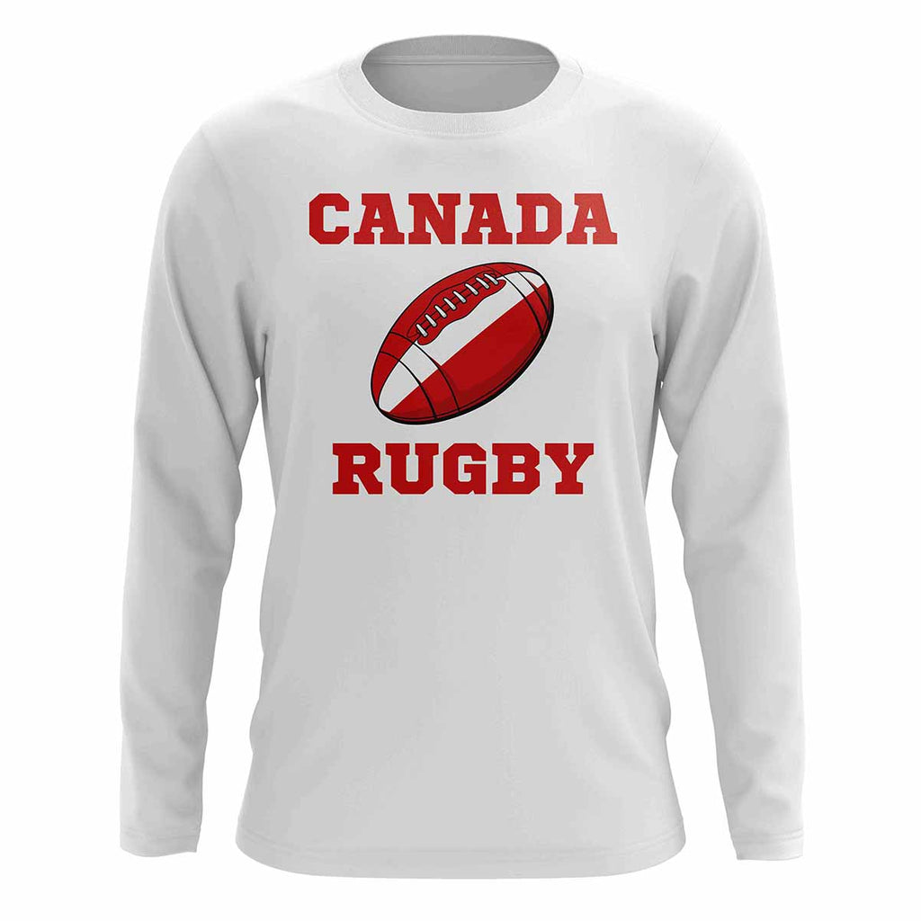 Canada Rugby Ball Long Sleeve Tee (White) Product - T-Shirt UKSoccershop   