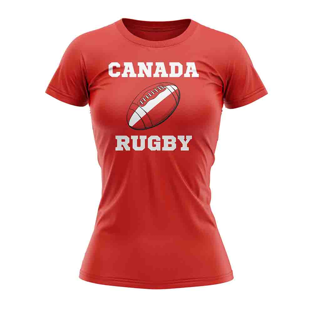 Canada Rugby Ball T-Shirt  (Red) - Ladies Product - Football Shirts UKSoccershop   