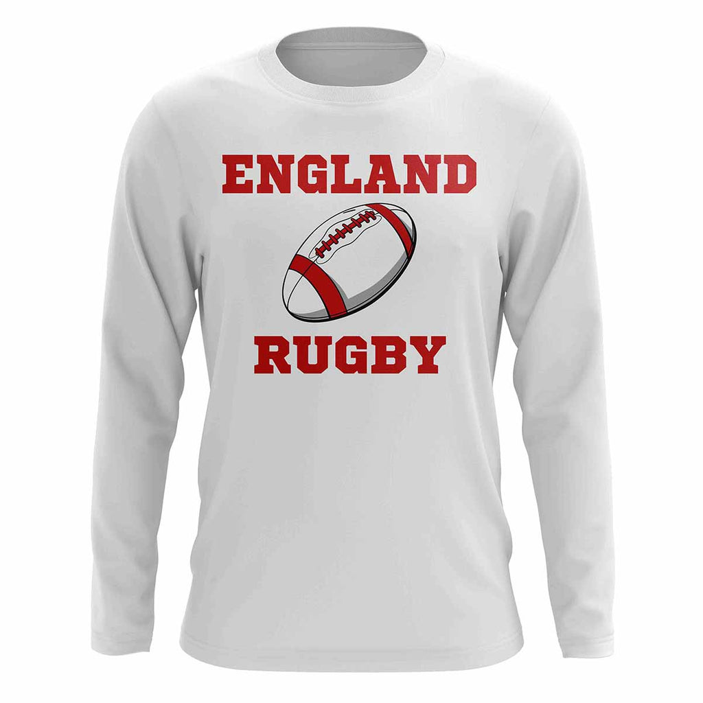 England Rugby Ball Long Sleeve Tee (White) Product - T-Shirt UKSoccershop   