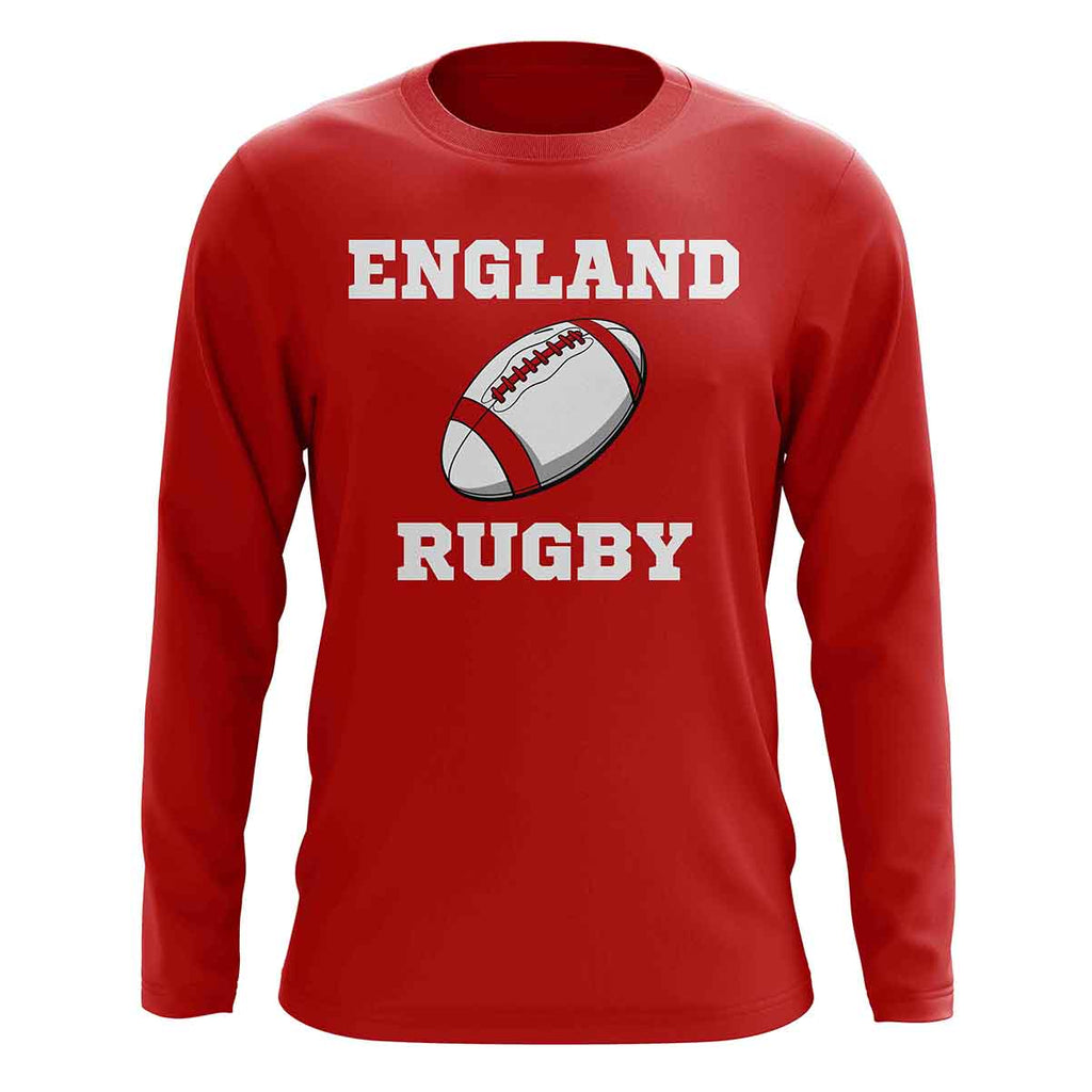 England Rugby Ball Long Sleeve Tee (Red) Product - T-Shirt UKSoccershop   