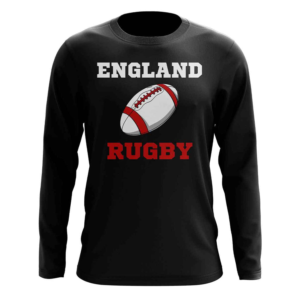 England Rugby Ball Long Sleeve Tee (Black) Product - T-Shirt UKSoccershop   