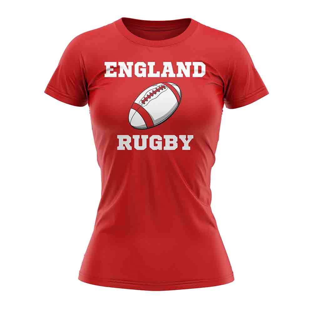 England Rugby Ball T-Shirt (Red) - Ladies Product - Football Shirts UKSoccershop   