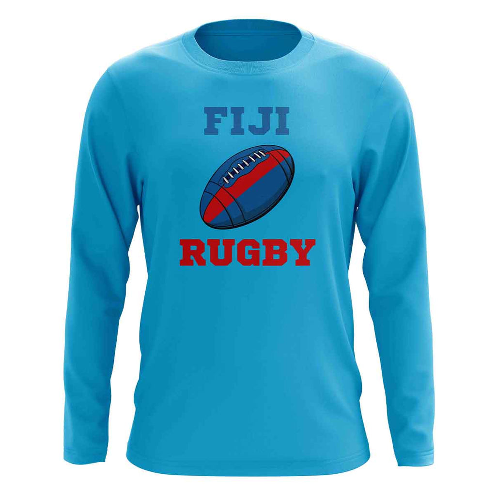 Fiji Rugby Ball Long Sleeve Tee (Aqua) Product - T-Shirt UKSoccershop   