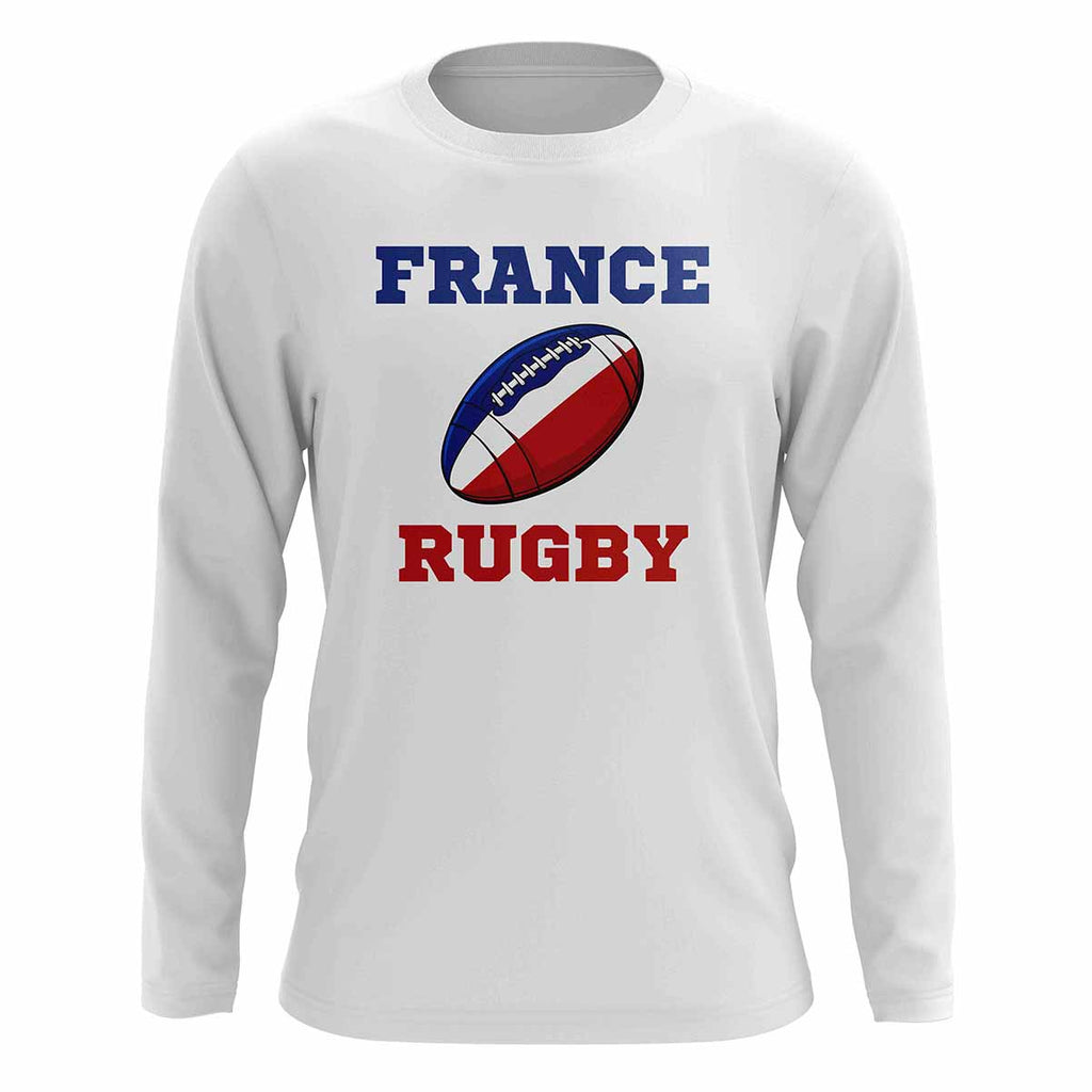 France Rugby Ball Long Sleeve Tee (White) Product - T-Shirt UKSoccershop   