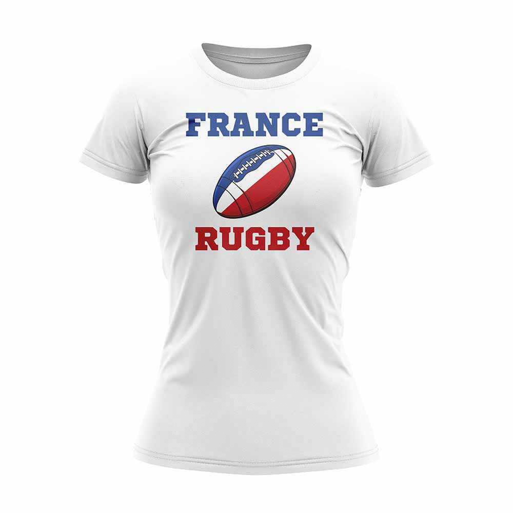 France Rugby Ball T-Shirt (White)  - Ladies Product - Football Shirts UKSoccershop   