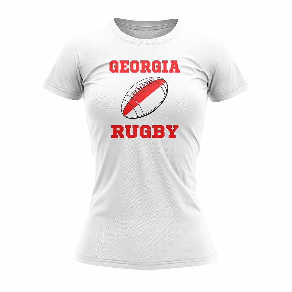 Georgia Rugby Ball T-Shirt (White)  - Ladies Product - Football Shirts UKSoccershop   