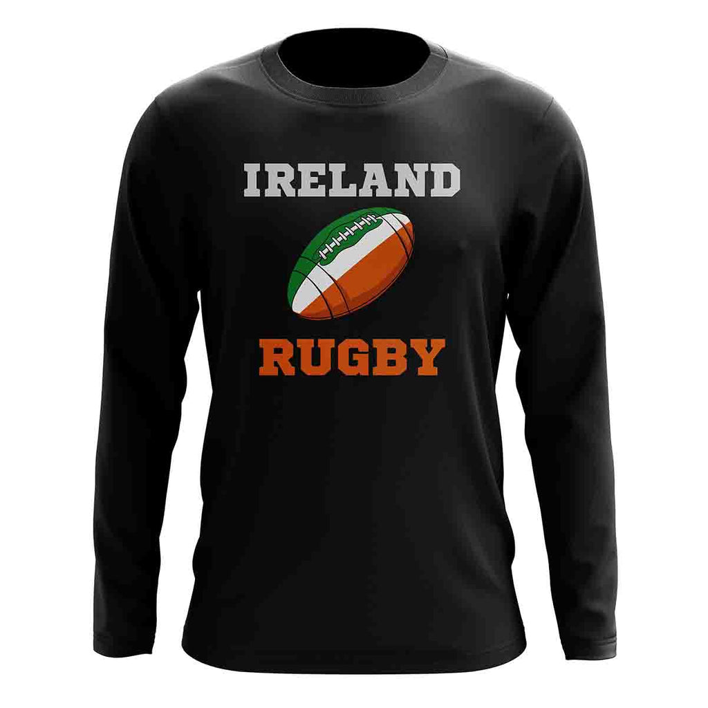 Ireland Rugby Ball Long Sleeve Tee (Black) Product - T-Shirt UKSoccershop   