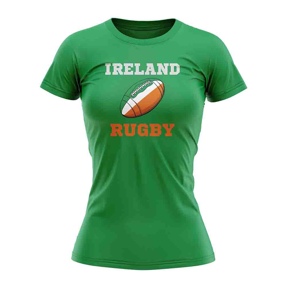 Ireland Rugby Ball T-Shirt (Green) - Ladies Product - Football Shirts UKSoccershop   