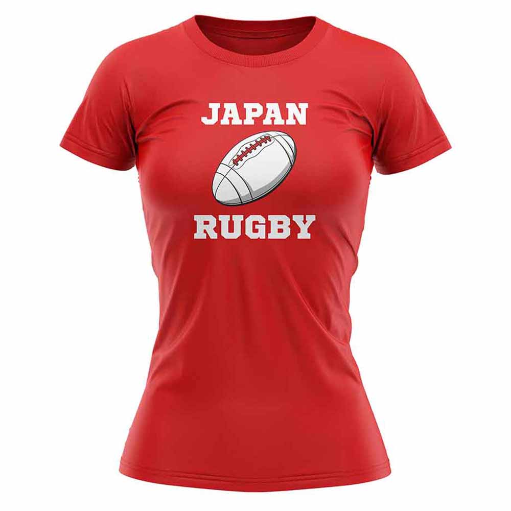 Japan  Rugby Ball T-Shirt (Red) - Ladies Product - Football Shirts UKSoccershop   