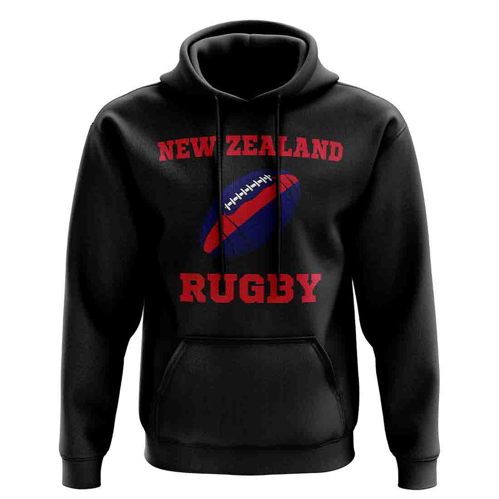 New Zealand Rugby Ball Hoody (Black) Product - Hoodies UKSoccershop   