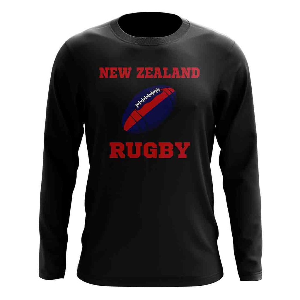 New Zealand Rugby Ball Long Sleeve Tee (Black) Product - T-Shirt UKSoccershop   
