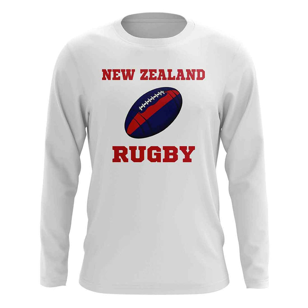 New Zealand Rugby Ball Long Sleeve Tee (White) Product - T-Shirt UKSoccershop   