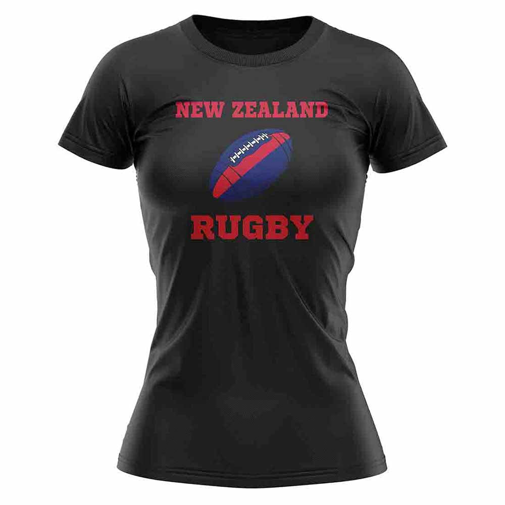 New Zealand Rugby Ball T-Shirt (Black) - Ladies Product - Football Shirts UKSoccershop   